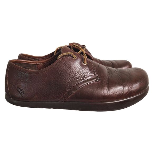 Earth Leather Brown Lace Up Preppy Eclectic Grandpa Shoes US 9.5 Comfort Work - Picture 1 of 8